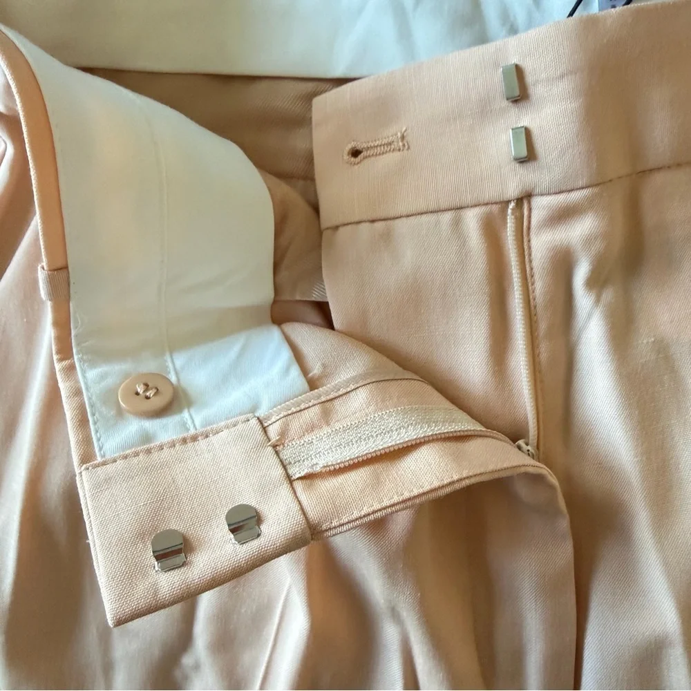 New! REISS Apricot Evelyn Wool Linen Blend Slim Fit Trousers Pants 41541